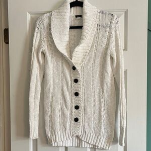 J. Crew White Shawl-Collar Button Cardigan